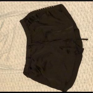 Black satin shorts